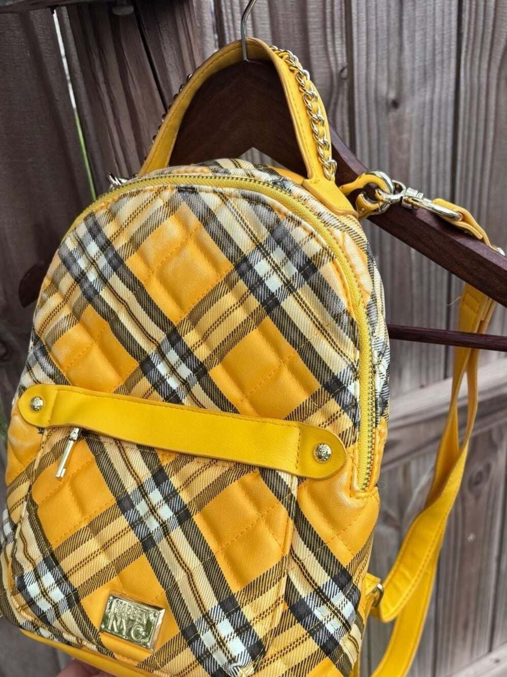 Yellow Plaid Women’s Backpack - Hidden NYC - Picture 2 of 16